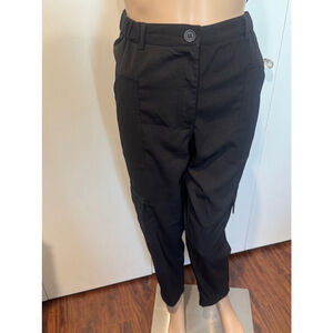 Women's Max Studio London elastic waist cargo ankle Pants size S, Black EUC